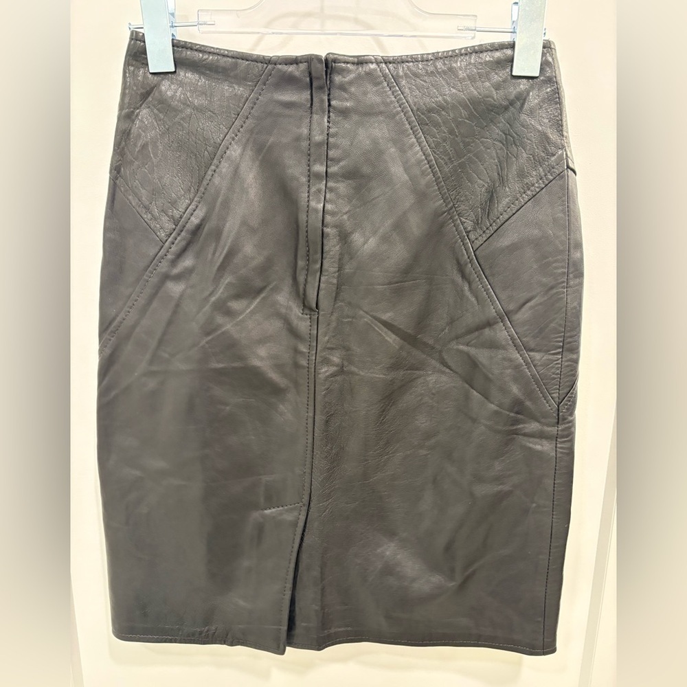 Vintage Soft Black Leather Skirt Size 8 - Picture 7 of 16